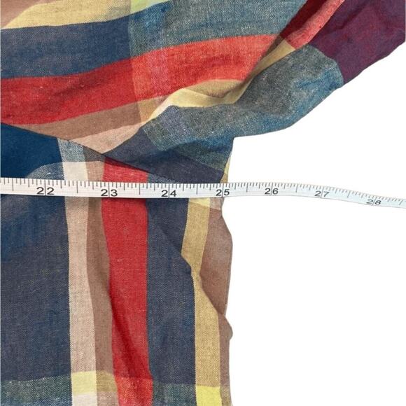 Lane Bryant NWT Off Shoulder Madras Plaid Linen Blend Top 18/20P (Plus Petite) - Picture 8 of 8